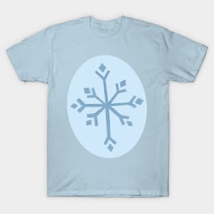 Large Snowflake Digital Illustration in Blues T-Shirt